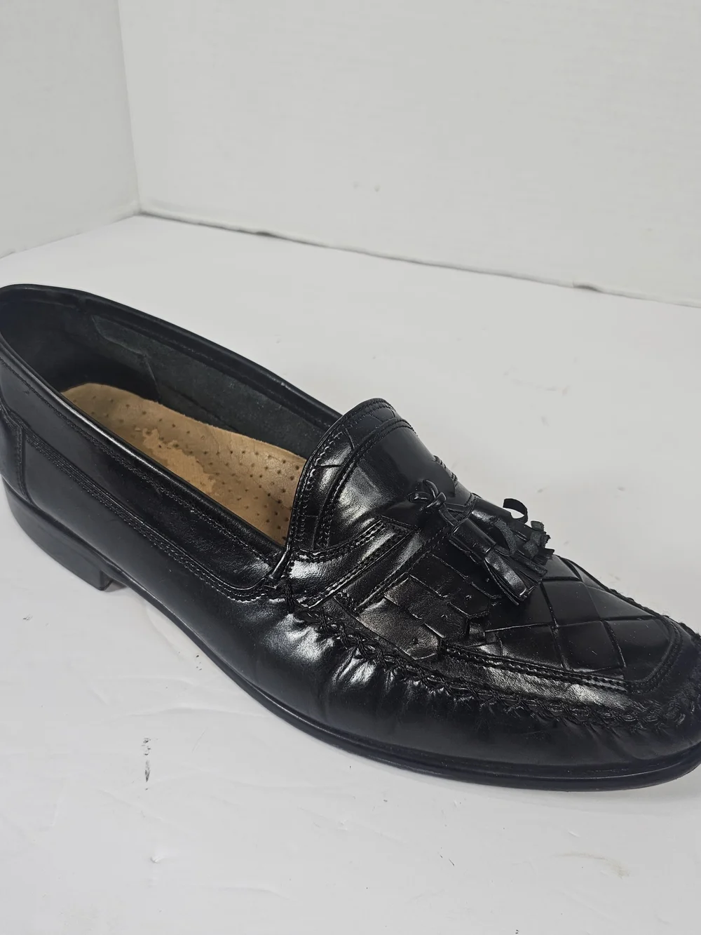 Giorgio Brutini Black Leather Tassel Kiltie Loafers Mens Sz 12